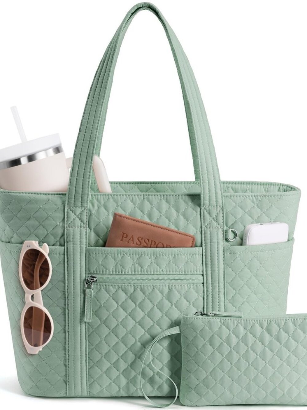 Quilted Tote Bag for Women Puffer Teacher Nurse Cotton Work Tote